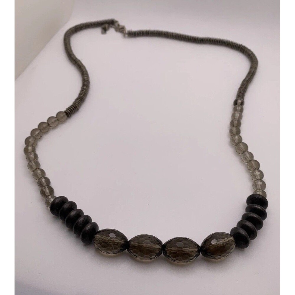 J Jill Mixed Beads Necklace Wood Metal Signed